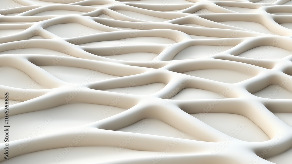 Poster abstract white 3d geometric pattern network mesh interconnected grid lines shapes