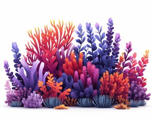 Cartoon Underwater Corals and Plants Illustration