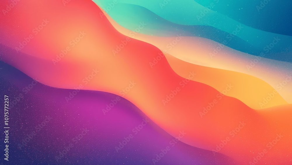Poster colorful retro abstract gradient background with soft curves and grainy texture