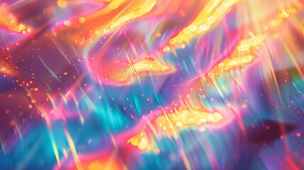 Obraz premium Holographic Iridescent Rainbow Background with Light Effects and Blurred Shapes