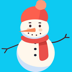 Cartoon Snowman Illustration, Cute Snowman Illustration