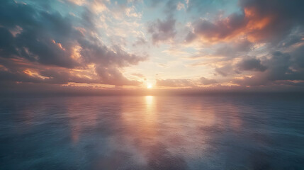 Fototapeta premium Sunset Clouds Over a Calm Sea - Digital Illustration