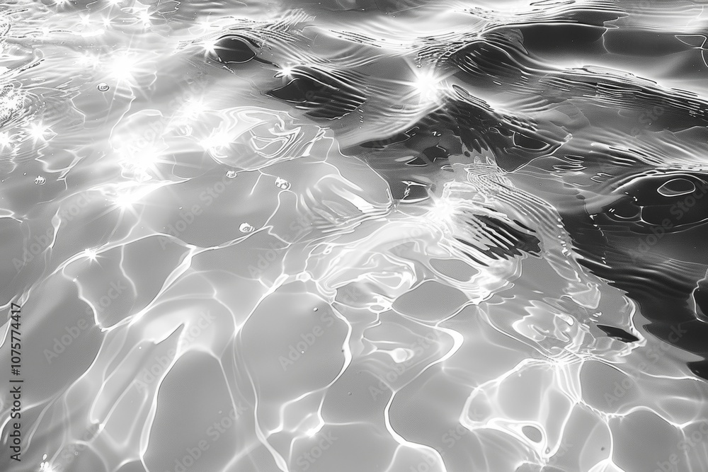 Poster abstract white water ripple texture background with sunlight reflection and shadow