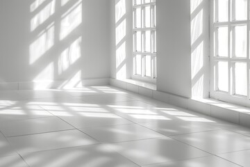 Obraz premium Minimalist Interior with Sunlight and Shadows