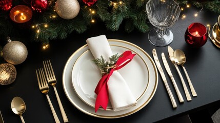 A sophisticated New Year's table design, featuring elegant cutlery,