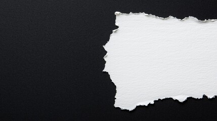 Torn White Paper on Black Background   Abstract Texture  Minimalist Design