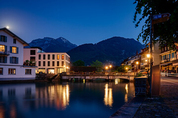 Interlaken city in  Switzerland on Swiss Alps