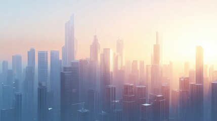 Fototapeta premium Dubai city 3d concept background. amazing city center skyline with luxury skyscrapers at sunrise 