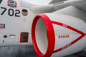 Turbofan jet engine on a US Navy Jet Fighter