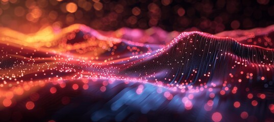 Innovative Data Visualization with Colorful Sound Waves on Black Background