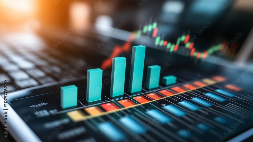 Leinwandbilder modern digital dashboard with colorful graphs and data visualization on a laptop screen for business