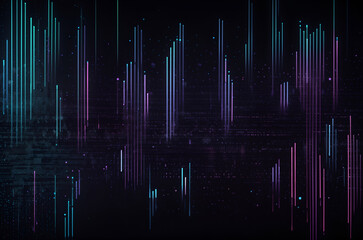 Digital stock market graph in dark theme, representing data analysis, finance, and economy trends. Generative AI
