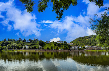 The town of Bullay on the Moselle River. Germany in summer.