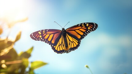 Obraz premium Monarch Butterfly in Flight