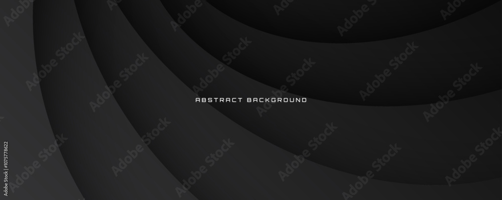 Poster 3d black abstract background overlap layer on dark space with flowing waves effect decoration. moder