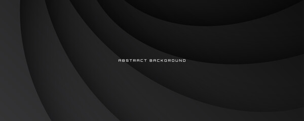 3D black abstract background overlap layer on dark space with flowing waves effect decoration. Modern graphic design element cutout style concept for web banner, flyer, card, or brochure cover