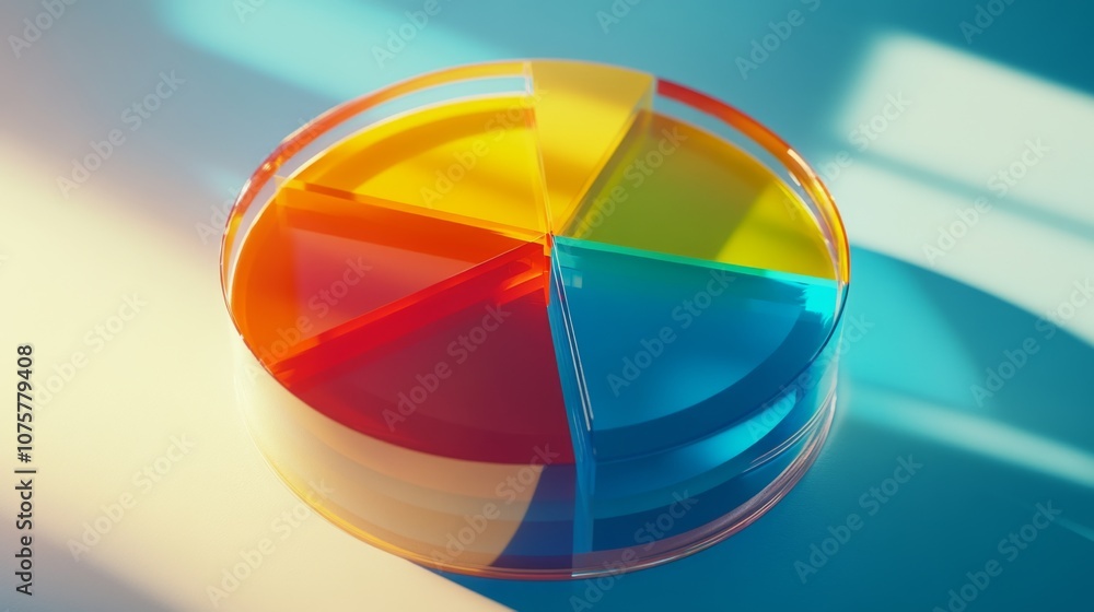 Fototapete Colorful Abstract Pie Chart on a Light Background with Soft Shadows for Visual Representation of Data and Creative Design Concepts