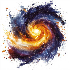 Fototapeta premium A vibrant, swirling galaxy with hues of blue, purple, and gold, depicting the vastness and beauty of the cosmos.