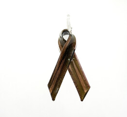 Cause Awareness Ribbon of Murano Glass brown
