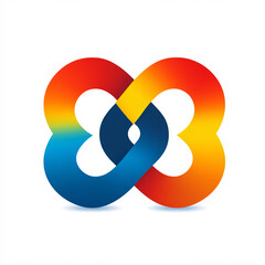 A vibrant infinity symbol in red, blue, and yellow, representing connection, creativity, and continuity.