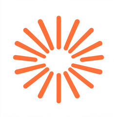 Fototapeta premium A stylized sunburst logo with orange rays emanating from a central point, symbolizing energy and brightness.