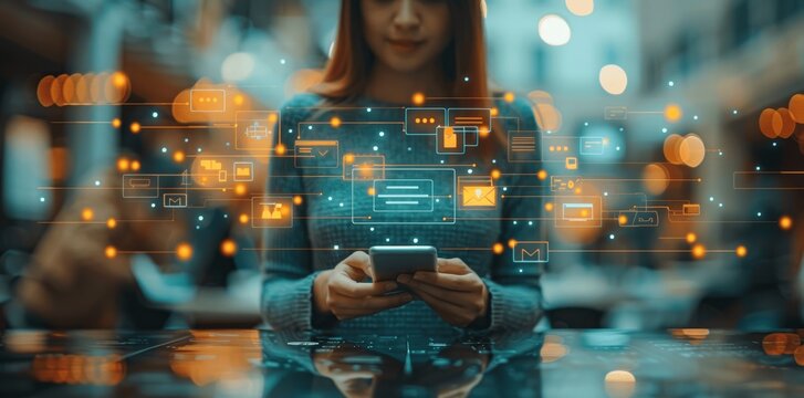 Accountant Reviewing Digital Documents for Audit and Market Analysis