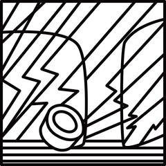 線画正方形シンプル花札　霜月　栃　11月　栃のカス