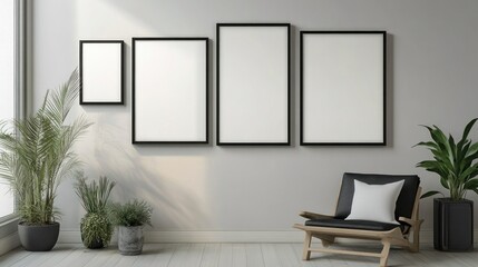 Minimalist Living Room with Blank Frames
