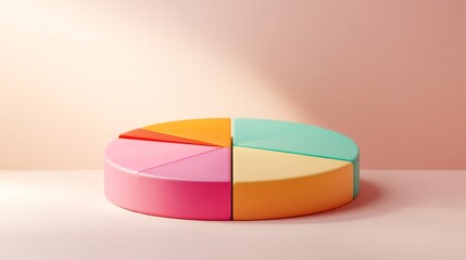 Obraz premium Colorful Pie Chart Representation on a Soft Background with Gentle Light for Data Visualization and Analysis in Modern Design Contexts