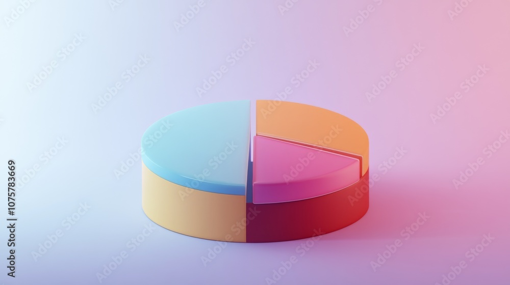 Poster colorful 3d pie chart visualization representing statistical data analysis for business reports and 