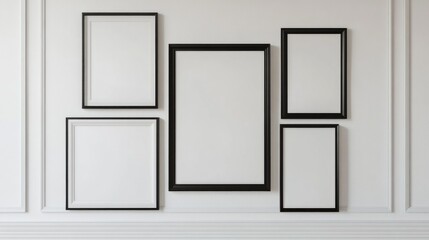 Empty Picture Frames on a White Wall
