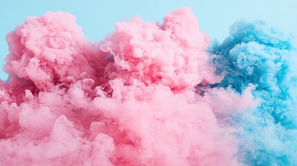 Fototapeta premium Abstract Pink and Blue Smoke Clouds on Light Blue Background