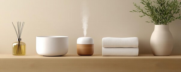 Highend bathroom with an aromatherapy diffuser, sanitized surfaces, and a spainspired layout for ultimate relaxation, wellness haven