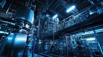 A Complex System of Pipes and Machinery in an Industrial Setting