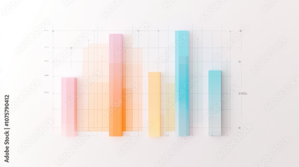 Poster Abstract Colorful Bar Graph with Soft Gradient Effects on a Minimalist Background Showcasing Data Visualization and Statistical Trends in a Modern Business Context