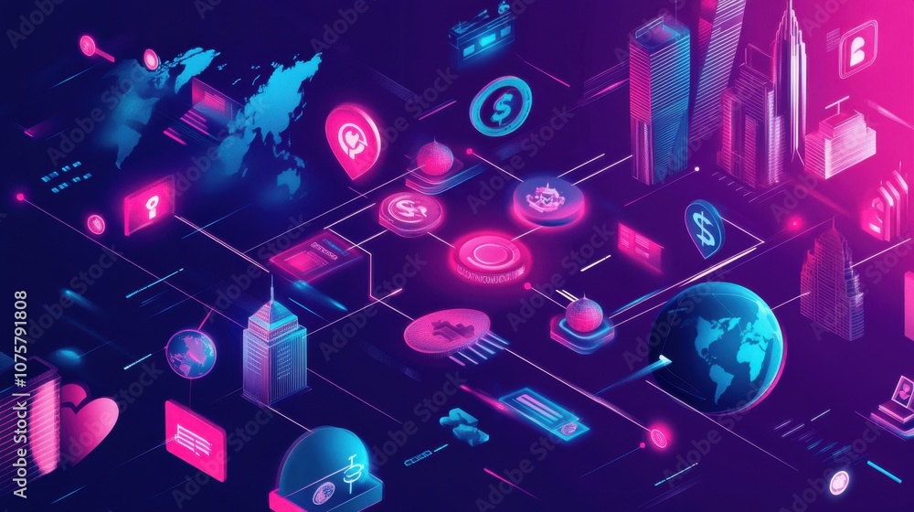 Poster a dynamic vector illustration showcasing a flowchart