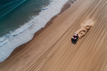  High-Speed Adventure Dune Buggy Racing Along the Ocean Shoreline