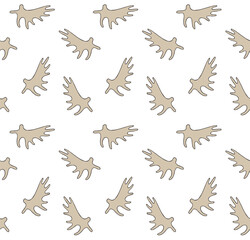 Vector seamless pattern of hand drawn sketch doodle moose horns isolated on white background