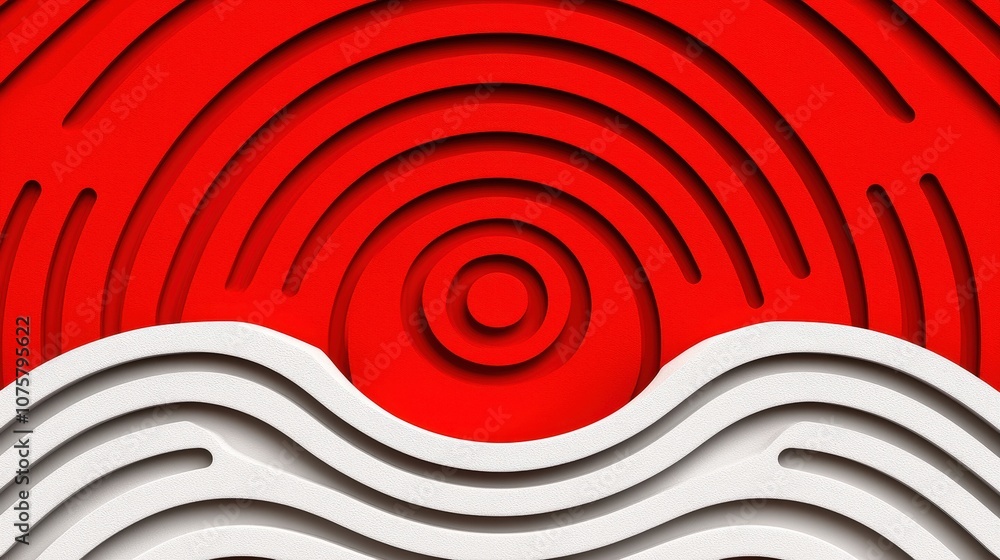 Poster abstract red and white geometric pattern background