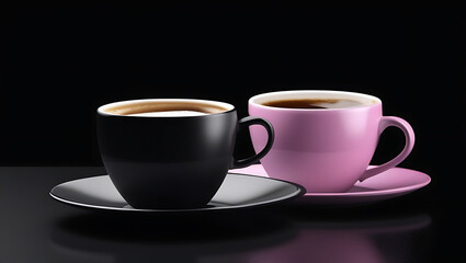 Fototapeta premium Coffee Mugs Black and Pink His and Hers