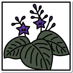 ステッカー正方形シンプル花札　師走　桐　12月　桐のカス