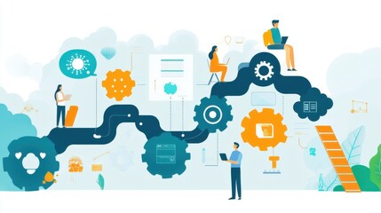 Naklejka premium Conceptual digital transformation roadmap showing