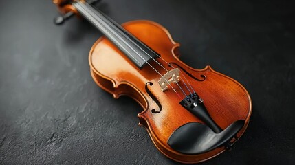 Fototapeta premium Vintage Wooden Violin with Rich Patina on Black Background Classical Music Instrument