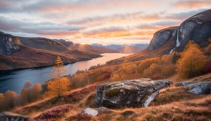 landscape with mountains and lake
