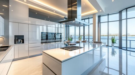 Elegant modern kitchen with smooth, handle-less