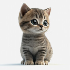 Obraz premium Adorable Illustration of a Cute Cat Sitting Isolated on White Background, Perfect for Animal-Themed Designs and Projects