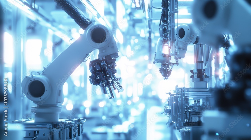 Poster robotic arms working in perfect synchronization