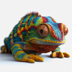 Obraz premium Exotic and Colorful Illustration of a Lizard with Intricate Patterns Isolated on a White Background for Creative and Educational Use