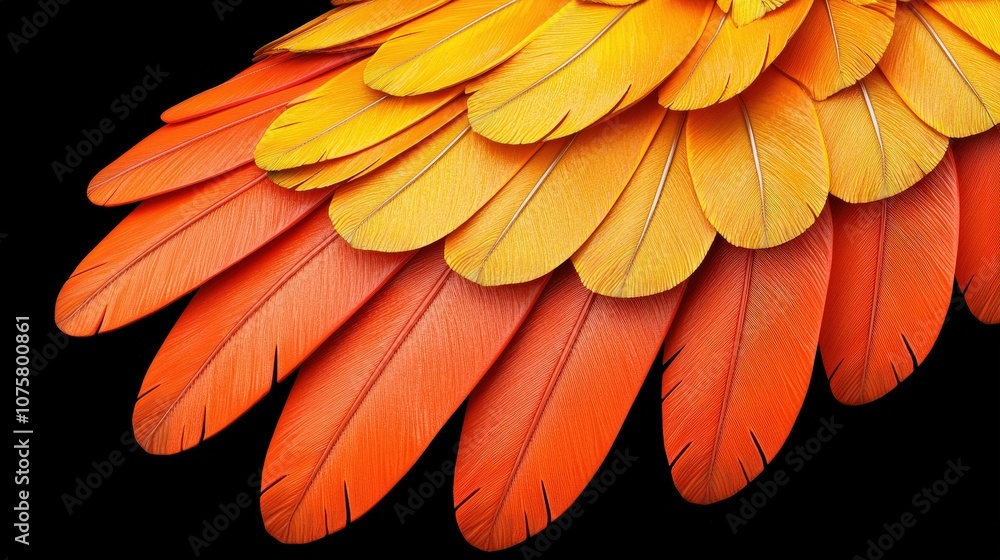 Poster abstract bird feathers texture orange yellow pattern background