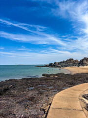 Naklejka premium beach and sea path walk